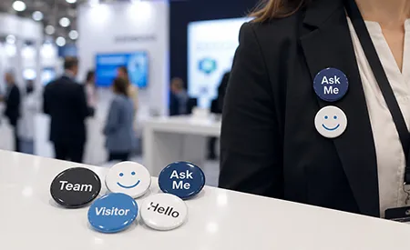 Badges med tryk og logo